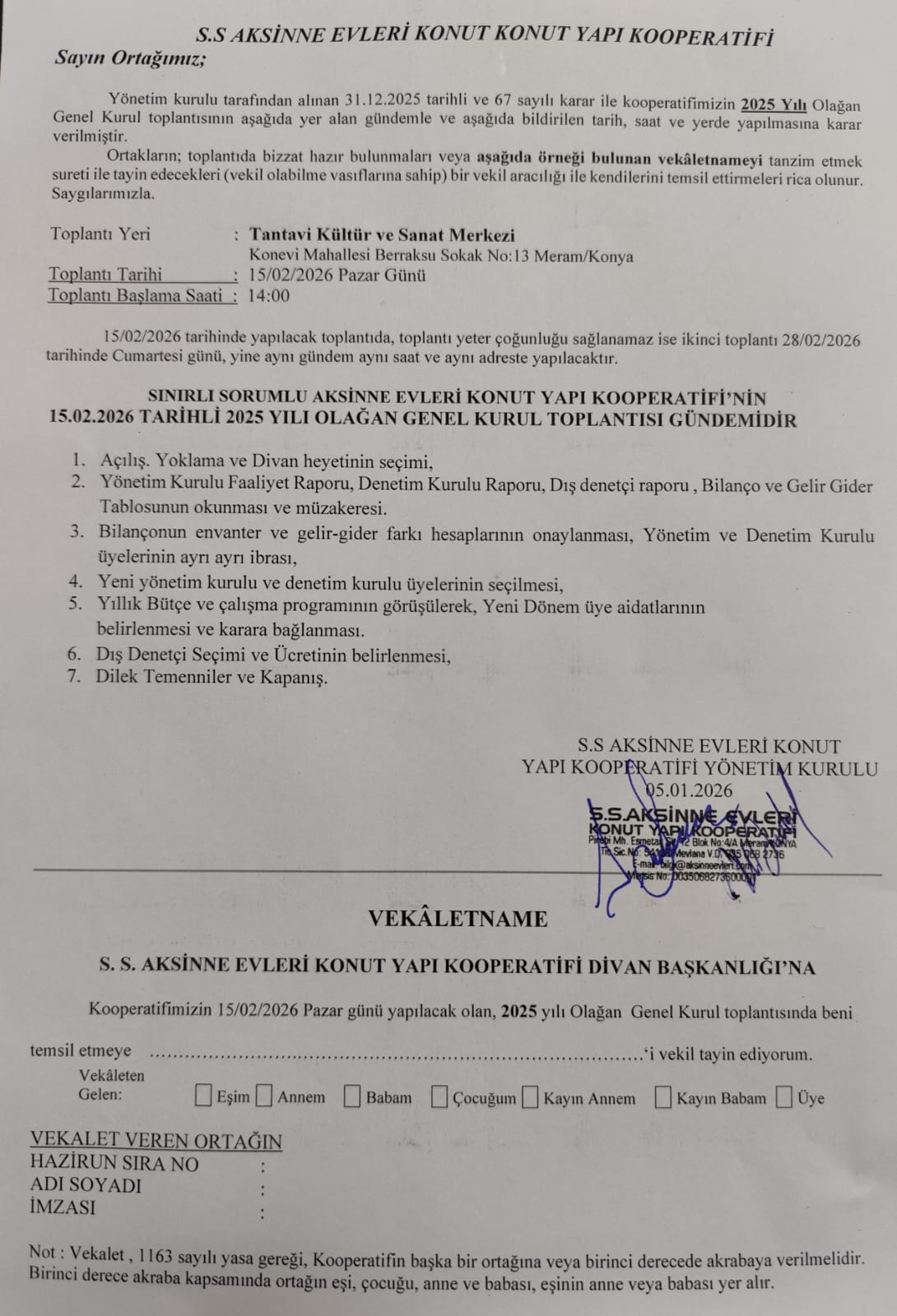 2025 YILI OLAĞAN GENEL KURUL TOPLANTISI